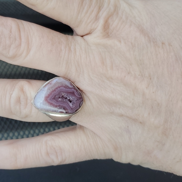 New Men's Solar Quartz Agate 925 Silver Ring. - Picture 9 of 16